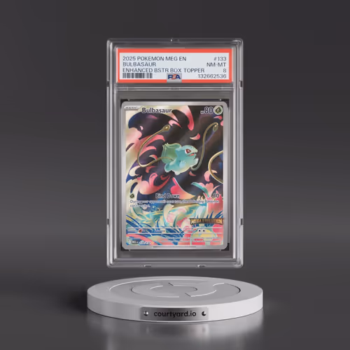 2025 Pokémon Meg EN-Mega Evolution #133 Bulbasaur - Enhanced Booster Box Topper (PSA 8 NM-MT)
