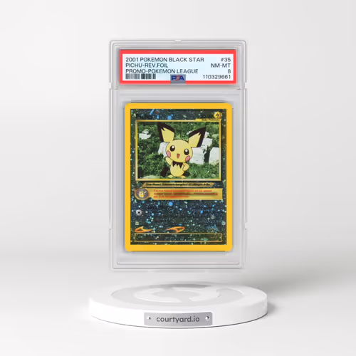 2001 Pokémon Promo Black Star #35 Pichu - Reverse Foil Pokemon League (PSA 8 NM-MT)