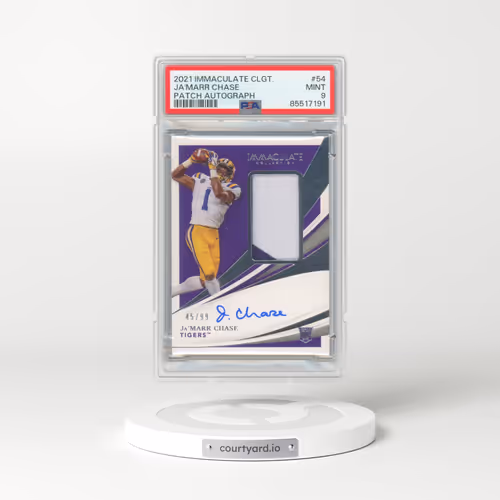 2021 Panini Immaculate Collection Collegiate #54 JA'Marr Chase - Patch Autograph (PSA 9 MINT)