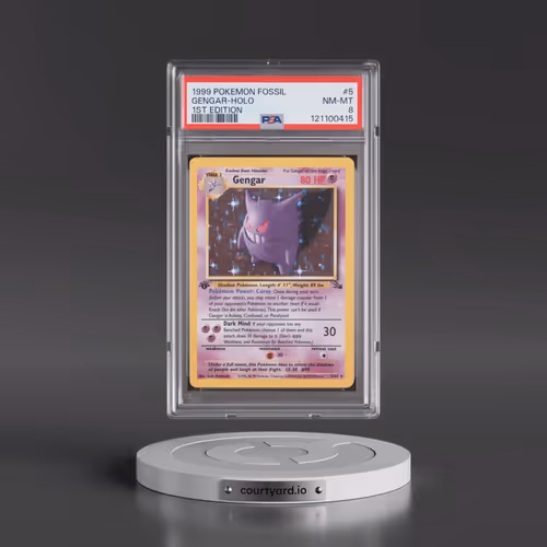 1999 Pokémon Fossil #5 Gengar - 1st Edition Holo (PSA 8 NM-MT)
