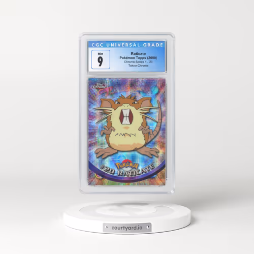 2000 Chrome Series 1 #20 Raticate - Tekno-Chrome (On Back of Card) (Topps Chrome Stamp on Front of Card) (CGC 9 MINT)