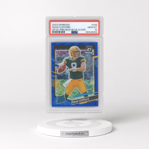 2023 Panini Donruss #338 Sean Clifford - Optic Preview-Blue Scope (PSA 10 GEM MINT)