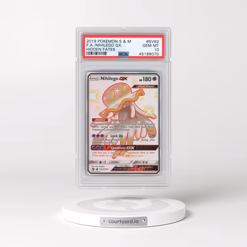2019 Pokémon Sun & Moon Hidden Fates #SV62 Nihilego GX - Holo Full Art (PSA 10 GEM MINT)