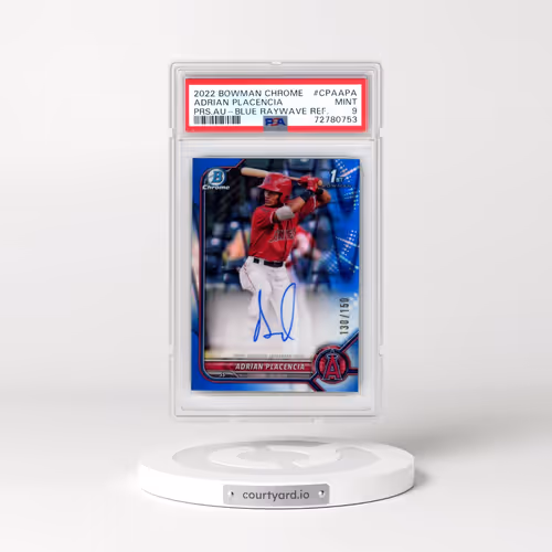 2022 Bowman Chrome Prospect Autographs #CPAAPA Adrian Placencia - Blue Raywave Refractor (PSA 9 MINT