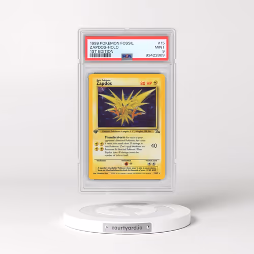 1999 Pokémon Fossil #15 Zapdos - 1st Edition Holo (PSA 9 MINT)