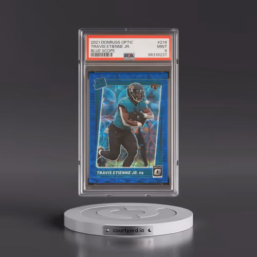 2021 Panini Donruss Optic #214 Travis Etienne Jr. - Blue Scope (PSA 9 MINT)