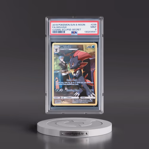 2019 Pokémon Sun & Moon Cosmic Eclipse #238 Weavile - Full Art Secret (PSA 9 MINT)