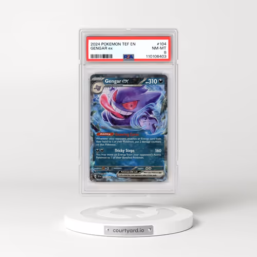 2024 Pokémon Tef EN-Temporal Forces #104 Gengar EX - Holo (PSA 8 NM-MT)