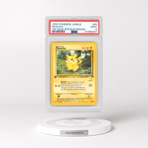 1999 Jungle #60 Pikachu - 1st Edition W Stamp Duelist Promo (PSA 9 MINT)