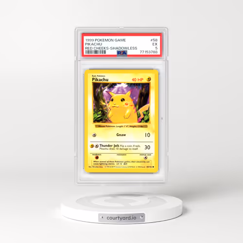 1999 Base Set #58 Pikachu - Shadowless Shadowless Red Cheeks (PSA 5 EX)