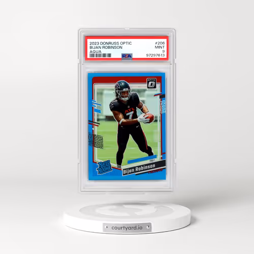 2023 Panini Donruss Optic #206 Bijan Robinson - Aqua (PSA 9 MINT)
