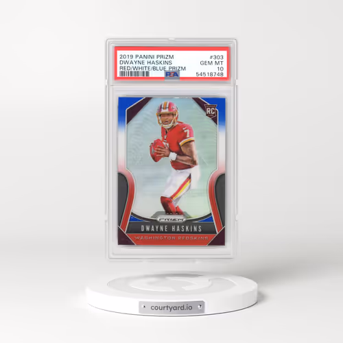 2019 Panini Prizm #303 Dwayne Haskins - Red/White/Blue Prizm (PSA 10 GEM MINT)