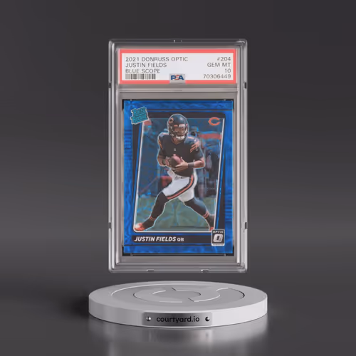 2021 Panini Donruss Optic #204 Justin Fields - Blue Scope (PSA 10 GEM MINT)