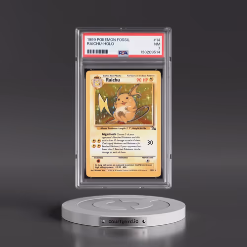 1999 Pokémon Fossil #14 Raichu - Holo (PSA 7 NM)