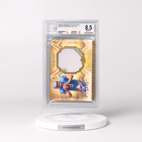 2009 Exquisite Collection #183 Matthew Stafford JSY AU RC (BGS 8.5 NM-MT+)
