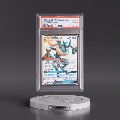 2019 Pokémon Sun & Moon Hidden Fates #SV56 Greninja GX - Holo Full Art (PSA 9 MINT)