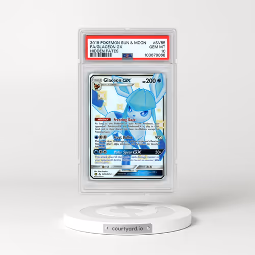 2019 Pokémon Sun & Moon Hidden Fates #SV55 Glaceon GX - Holo Full Art (PSA 10 GEM MINT)