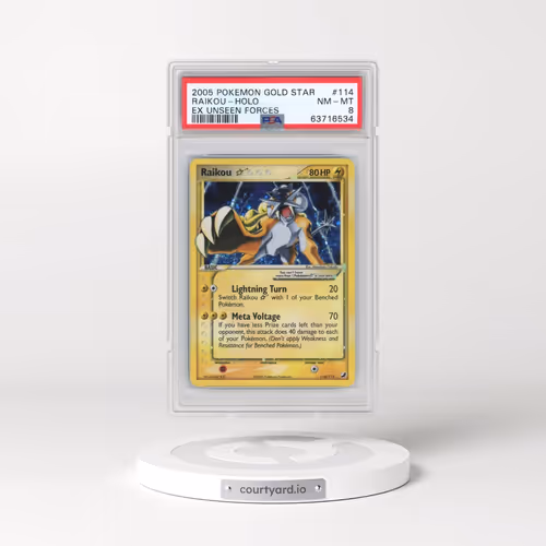 2005 Pokémon EX Unseen Forces #114 Raikou - Holo Gold Star (PSA 8 NM-MT)