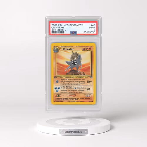 2001 Pokémon Neo Discovery #43 Omastar - 1st Edition (PSA 9 MINT)