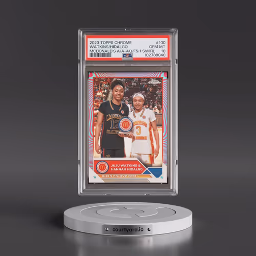 2023 Topps Chrome Mcdonald's All-American #100 Hannah Hidalgo/Juju Watkins - Aqua/Fuchsia Swirl (PSA