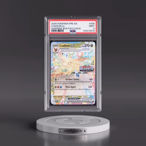 2025 Pokémon Pre EN-Prismatic Evolutions #006 Leafeon EX - Holo Surprise Box Exclusive (PSA 9 MINT)