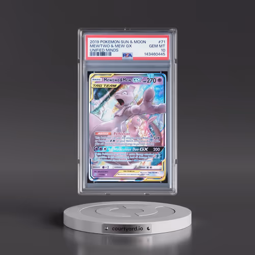 2019 Pokémon Sun & Moon Unified Minds #71 Mewtwo & Mew GX - Holo (PSA 10 GEM MINT)