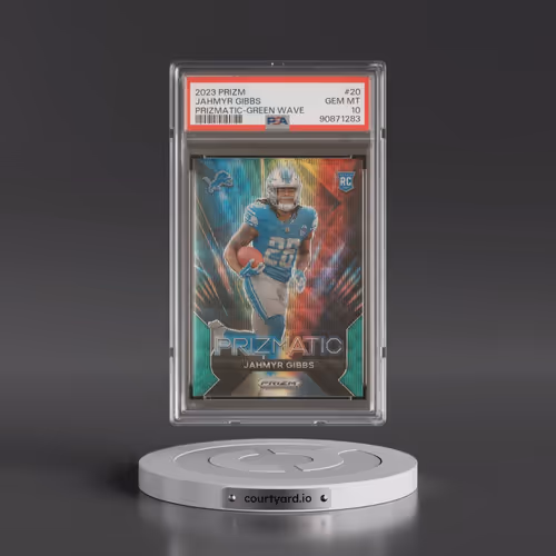 2023 Panini Prizm Prizmatic #20 Jahmyr Gibbs - Green Wave (PSA 10 GEM MINT)