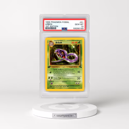 1999 Pokémon Fossil #31 Arbok - 1st Edition (PSA 10 GEM MINT)