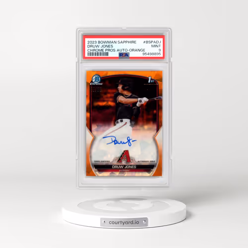 2023 Bowman Sapphire Edition Chrome Prospects Autographs #BSPADJ Druw Jones - Orange (PSA 9 MINT)