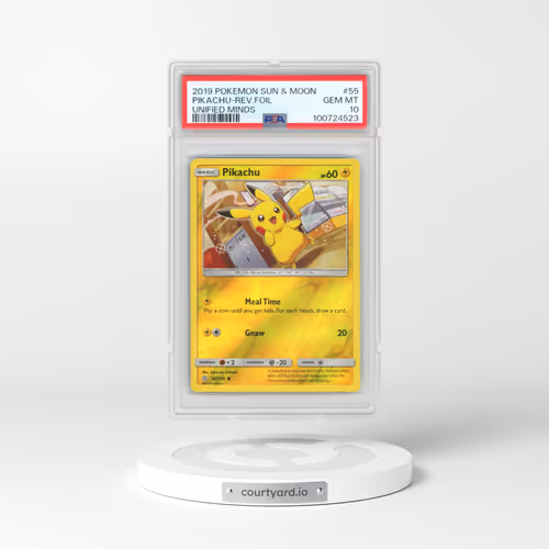 2019 Pokémon Sun & Moon Unified Minds #55 Pikachu - Reverse Foil (PSA 10 GEM MINT)