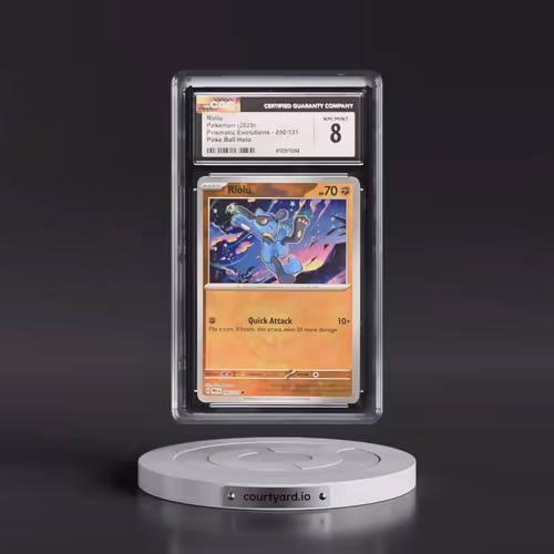 2025 Pokémon Pre EN-Prismatic Evolutions #050 Riolu - Reverse Holo Poke Ball (CGC 8 NM-MT)