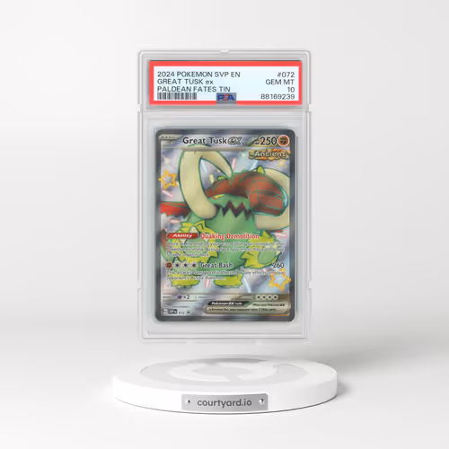 2024 Pokémon Svp EN-SV Black Star Promo #072 Great Tusk EX - Holo Paldean Fates Tin (PSA 10 GEM MINT)