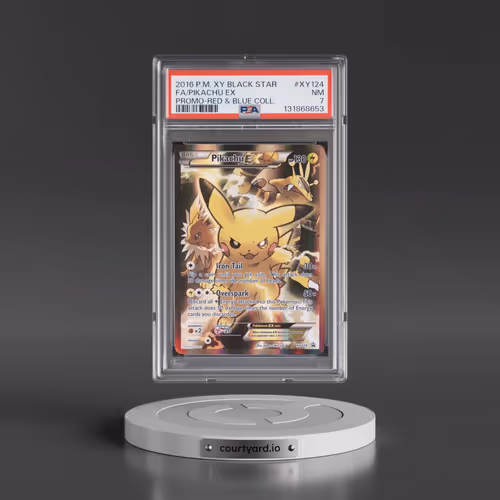 2016 Pokémon XY Black Star Promo #XY124 Pikachu EX - Holo Full Art Red & Blue Collection (PSA 7 NM)