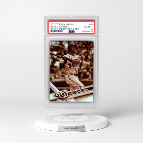 2017 Topps Chrome #48 Bryce Harper - White Jersey-Sepia Refractor (PSA 10 GEM MINT)