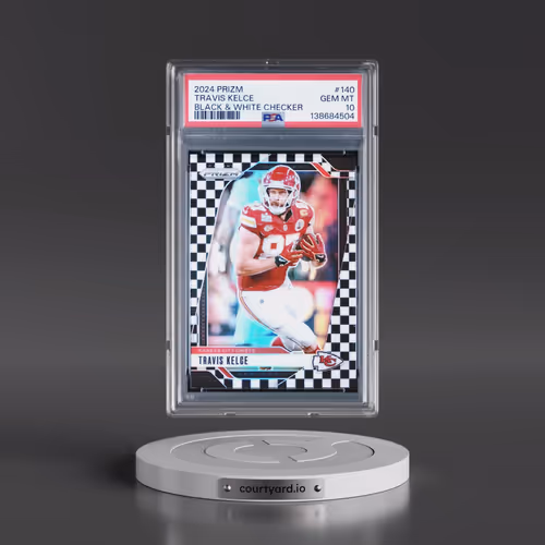 2024 Panini Prizm #140 Travis Kelce - Black & White Checker (PSA 10 GEM MINT)