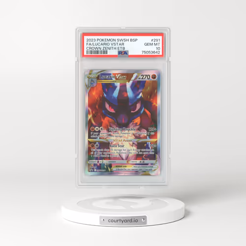 2017 Black Star Promos - Sword & Shield #291 Lucario VSTAR - Holo Crown Zenith Elite Trainer Box (PSA 10 GEM MINT)