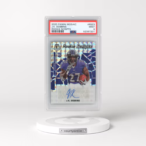 2020 Panini Mosaic Rookie Scripts #RS23 J.K. Dobbins (PSA 9 MINT)