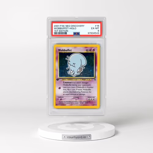 2001 Pokémon Neo Discovery #16 Wobbuffet - 1st Edition Holo (PSA 6 EX-MT)