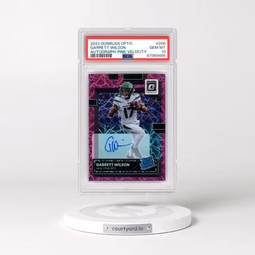 2022 Panini Donruss Optic #206 Garrett Wilson - Autograph-Pink Velocity (PSA 10 GEM MINT)