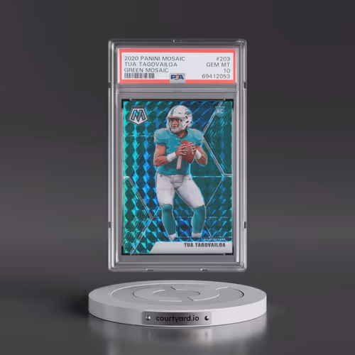 2020 Panini Mosaic #203 Tua Tagovailoa - Green Mosaic (PSA 10 GEM MINT)