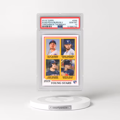 2019 Topps Throwback Thursday #266 Austin Riley/Chris Paddack/Jake Bauers/Pete Alonso (PSA 10 GEM MINT)