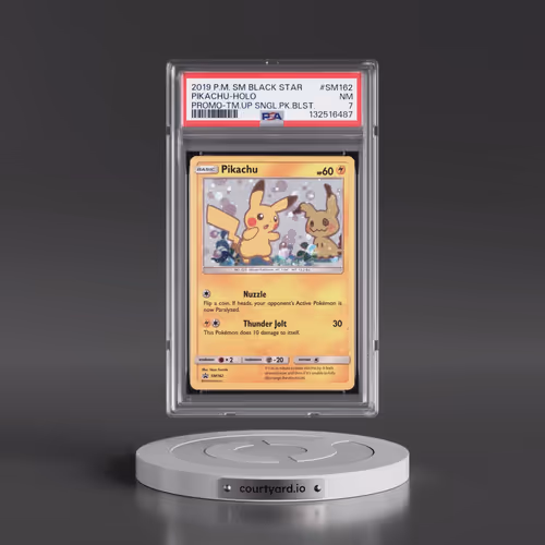 2019 Pokémon SM Black Star Promo #SM162 Pikachu - Holo Team Up Single Pack Blisters (PSA 7 NM)