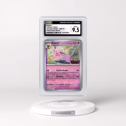 2023 Obsidian Flames - OBF EN #086/197 Espeon - Reverse Holo Retailer Purchase Bonus (CGC 9.5 MINT+)