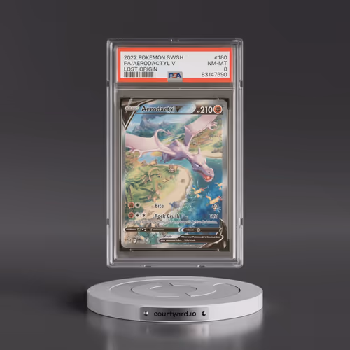 2022 Pokémon Sword & Shield Lost Origin #180 Aerodactyl V - Holo Full Art (PSA 8 NM-MT)