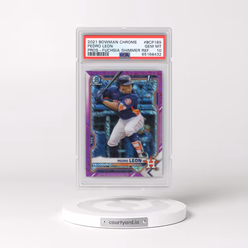 2021 Bowman Chrome Prospects #BCP189 Pedro Leon - Fuchsia Shimmer Refractor (PSA 10 GEM MINT)