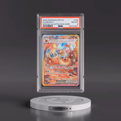 2025 Pokémon Pre EN-Prismatic Evolutions #146 Flareon EX - Holo Special Illustration Rare (PSA 8 NM-