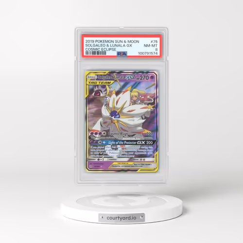 2019 Pokémon Sun & Moon Cosmic Eclipse #75 Solgaleo & Lunala GX - Holo (PSA 8 NM-MT)