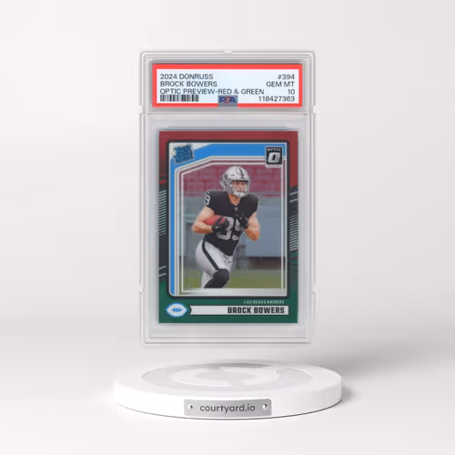 2024 Panini Donruss #394 Brock Bowers - Optic Preview-Red & Green (PSA 10 GEM MINT)