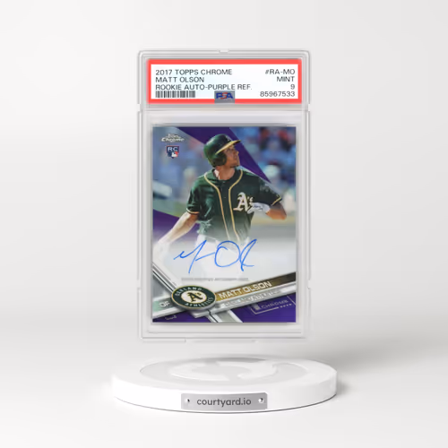 2017 Topps Chrome Rookie Autographs #RA-MO Matt Olson - Purple Refractor (PSA 9 MINT)
