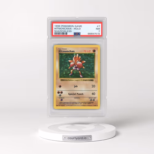 1999 Pokémon Game #7 Hitmonchan - Holo Shadowless (PSA 7 NM)